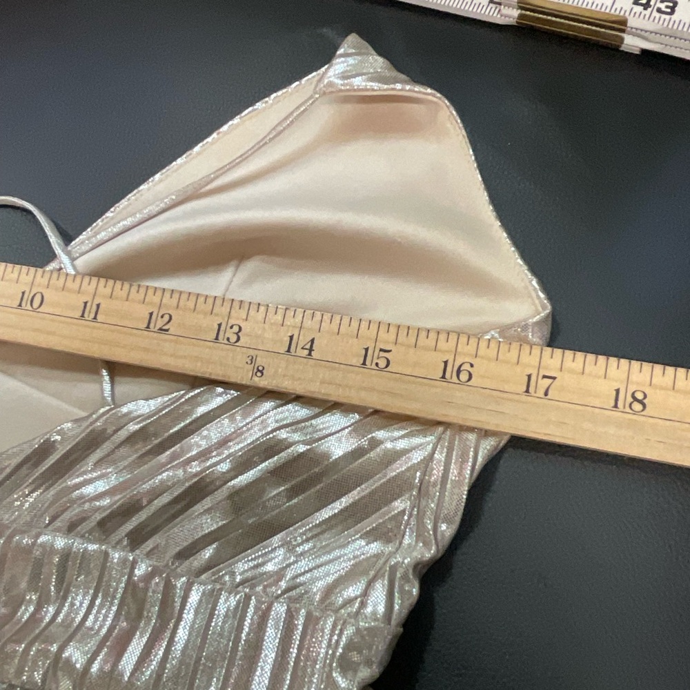 Metallic Gold Pleated Slip Dress - Picture 6 of 8